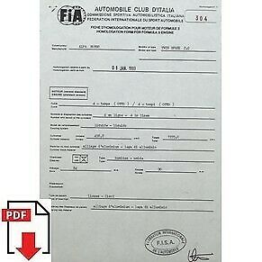 Fiche d'homologation FIA 1993 Alfa Romeo Twin Spark 2.0 PDF à télécharger